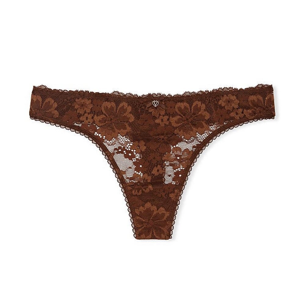 Стринги Victoria's Secret Body By Victoria Lace-Front, коричневый трусы victoria s secret lace front thong белый синий