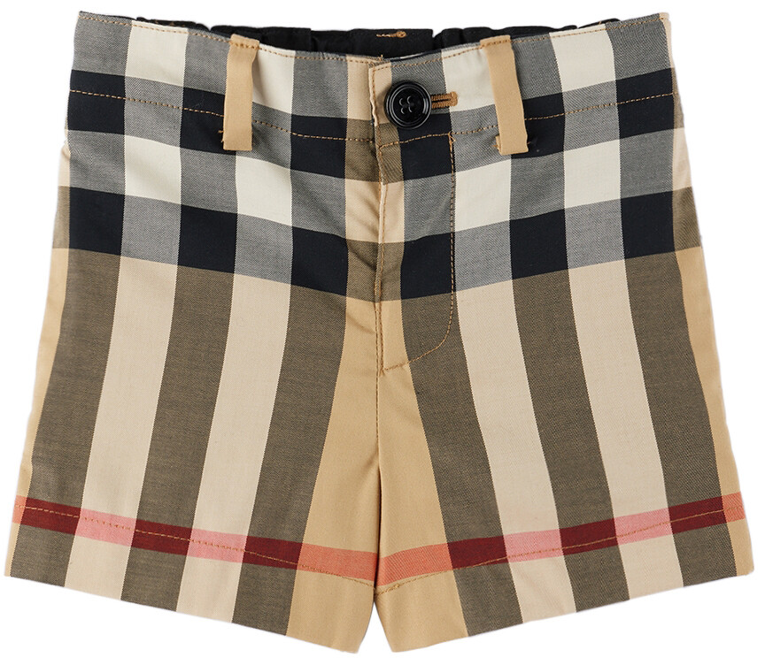 

Детские бежевые шорты в клетку Burberry