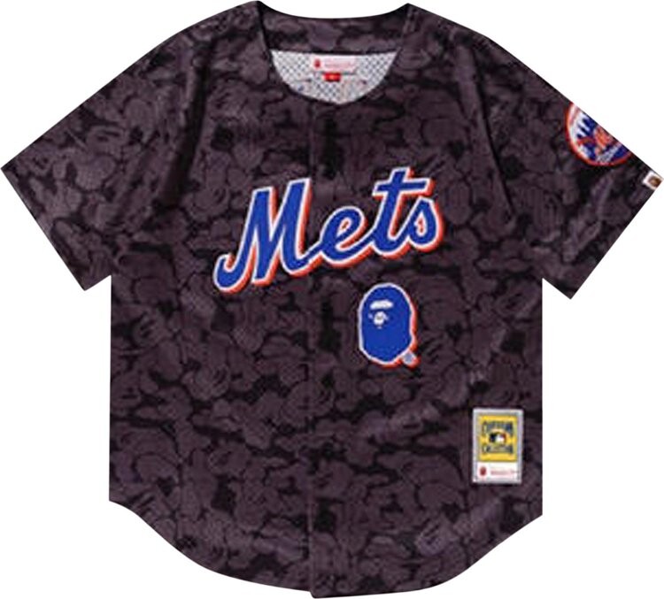 

Футболка BAPE x Mitchell & Ness Mets Jersey 'Black', черный