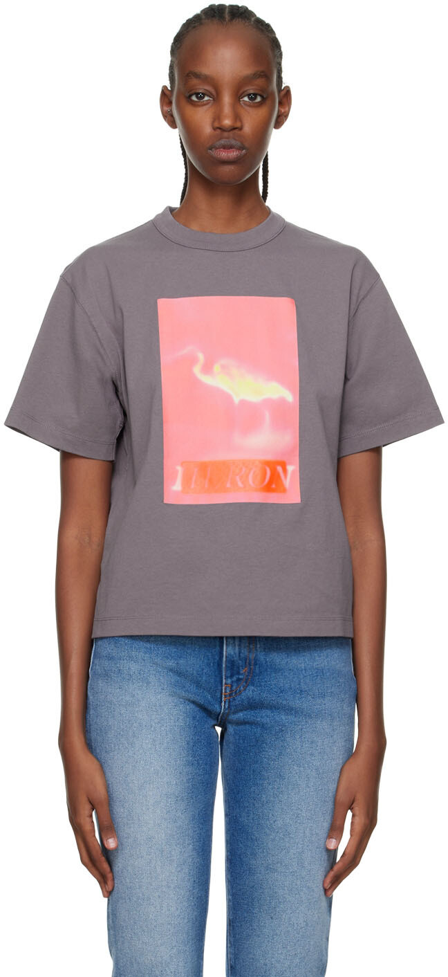 

Серая футболка Heron с цензурой Heron Preston