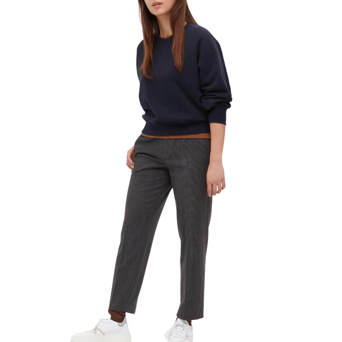 

Брюки Uniqlo Smart Brushed Houndstooth Ankle Length, темно-серый