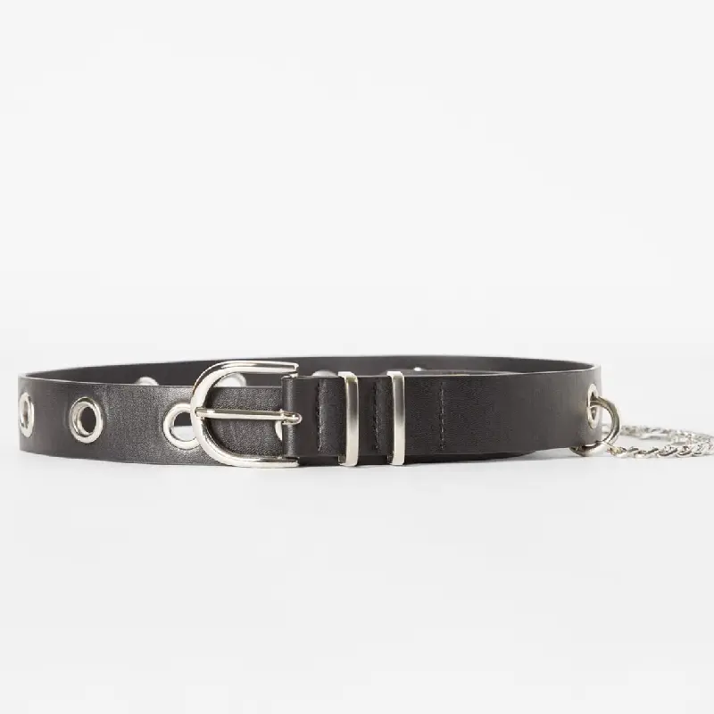 

Ремень Bershka With Chain Eyelets And Cross, черный