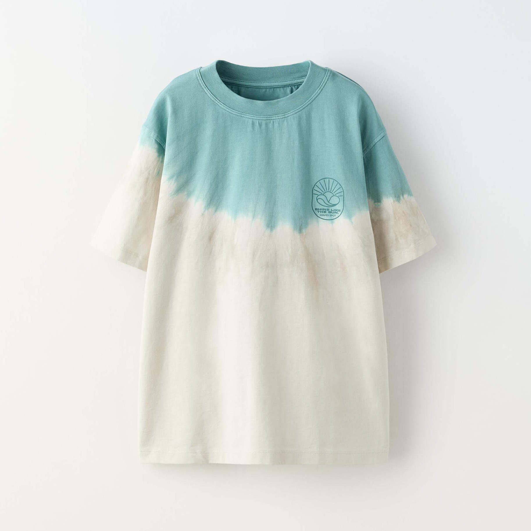 Футболка Zara Tie-Dye With Embroidery, бирюзовый футболка mathis tie dye – мужская roark серый