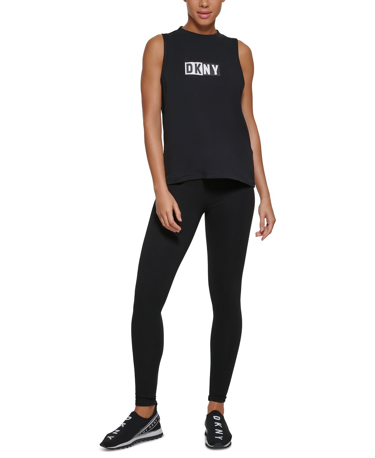 

Спортивная женская двухцветная майка с логотипом DKNY, черный