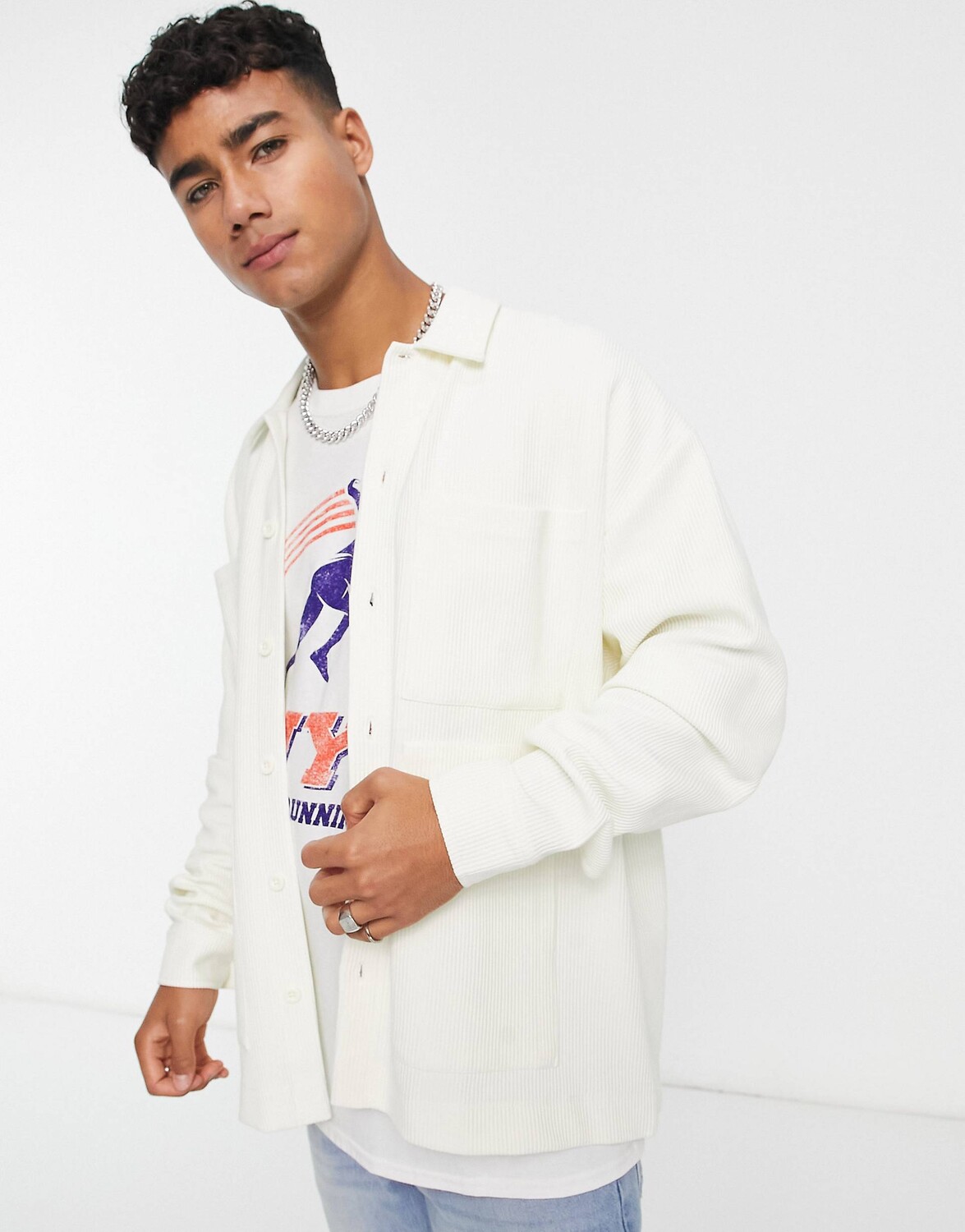 

Белая элегантная куртка оверсайз из джерси ASOS DESIGN