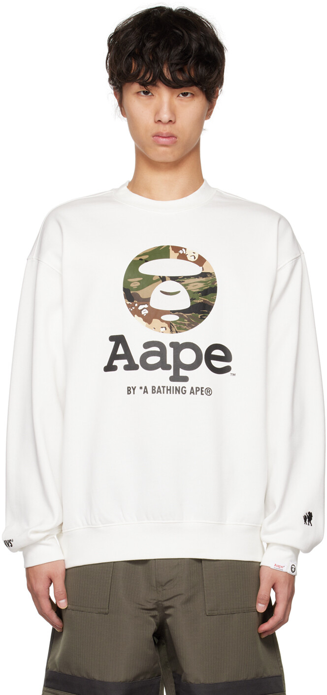 

Белая базовая толстовка AAPE by A Bathing Ape, Белый
