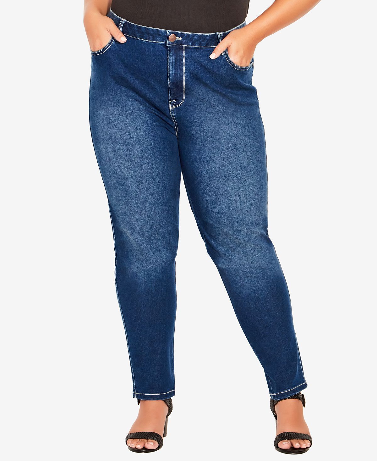 Плюс размер джинсовые джинсы скинни цвета сливочного масла Avenue, мульти