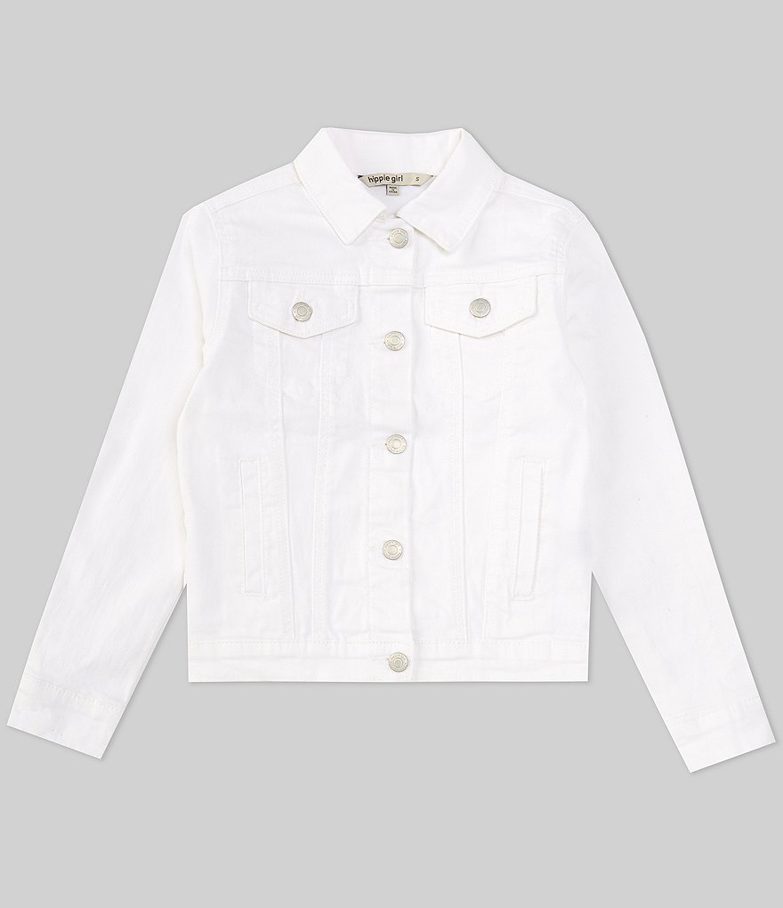 цена Джинсовая куртка с длинными рукавами для больших девочек 7-16 лет в стиле хиппи Hippie Girl, белый