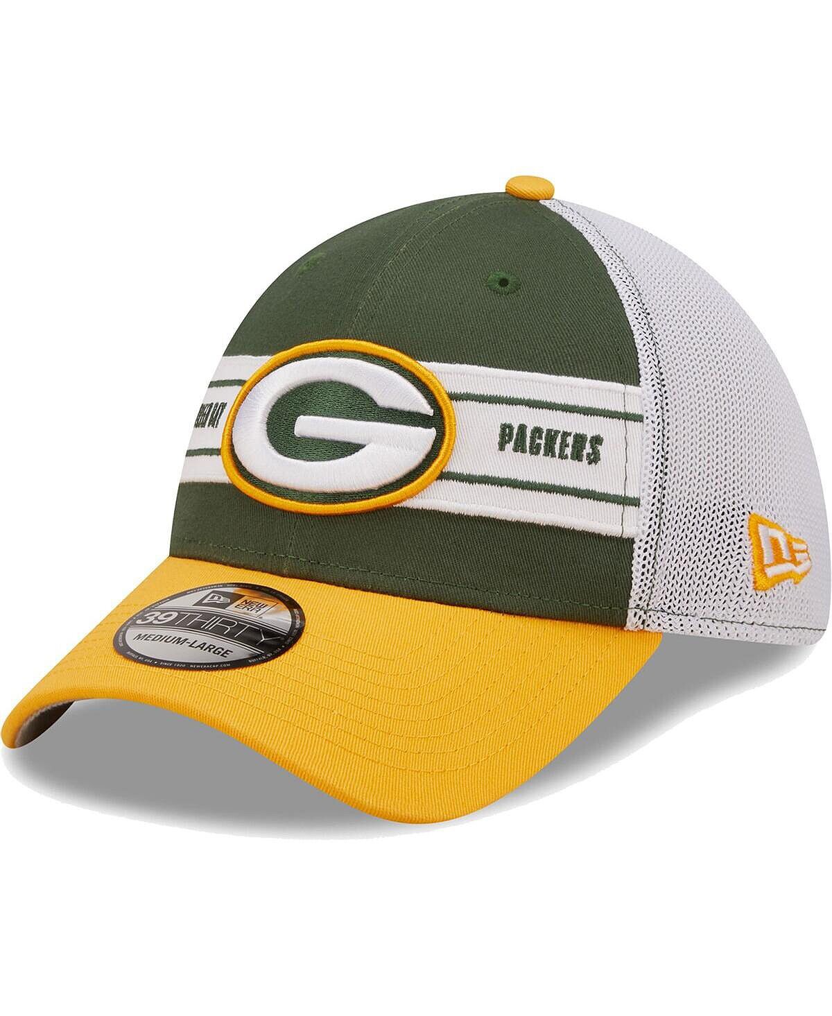 

Мужская зелено-золотая кепка Green Bay Packers Team с полоской 39THIRTY Flex Hat New Era
