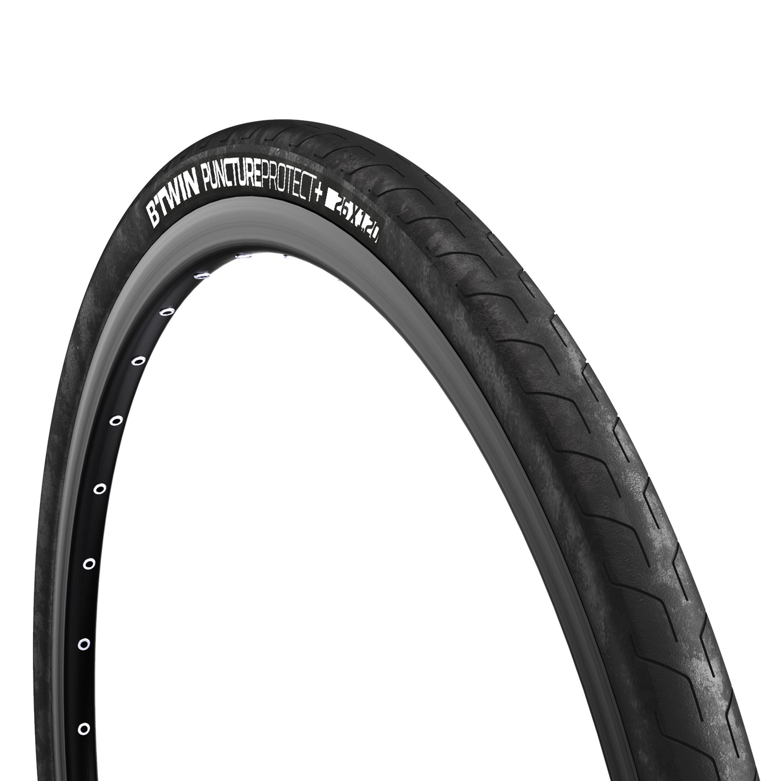 Покрышка для горного велосипеда slick 26 x 1.2 protect, с жесткими бортами BTWIN homesmiths rubber gasket black