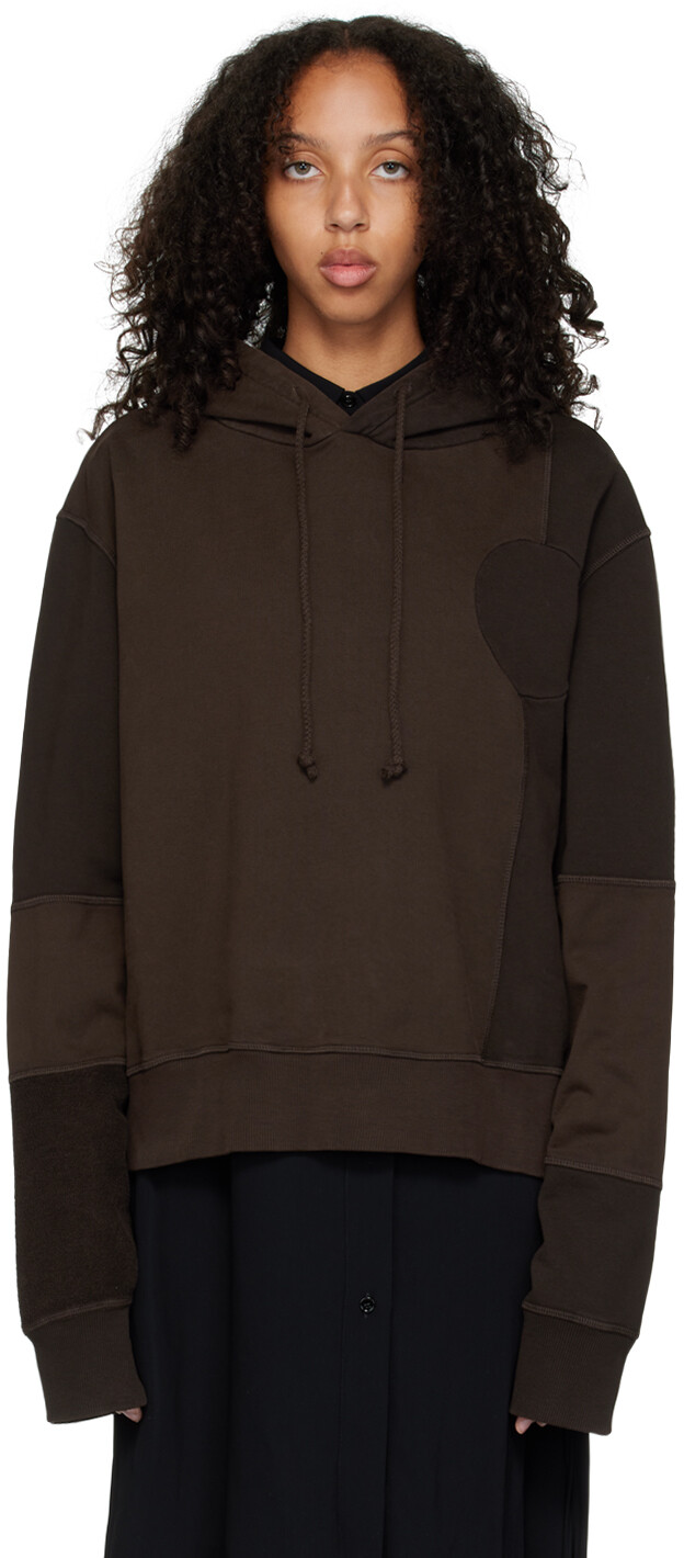 

Коричневый худи в технике пэчворк MM6 Maison Margiela