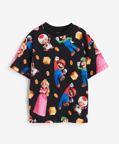 

Футболка с принтом H&M Kids Super Mario Print, черный