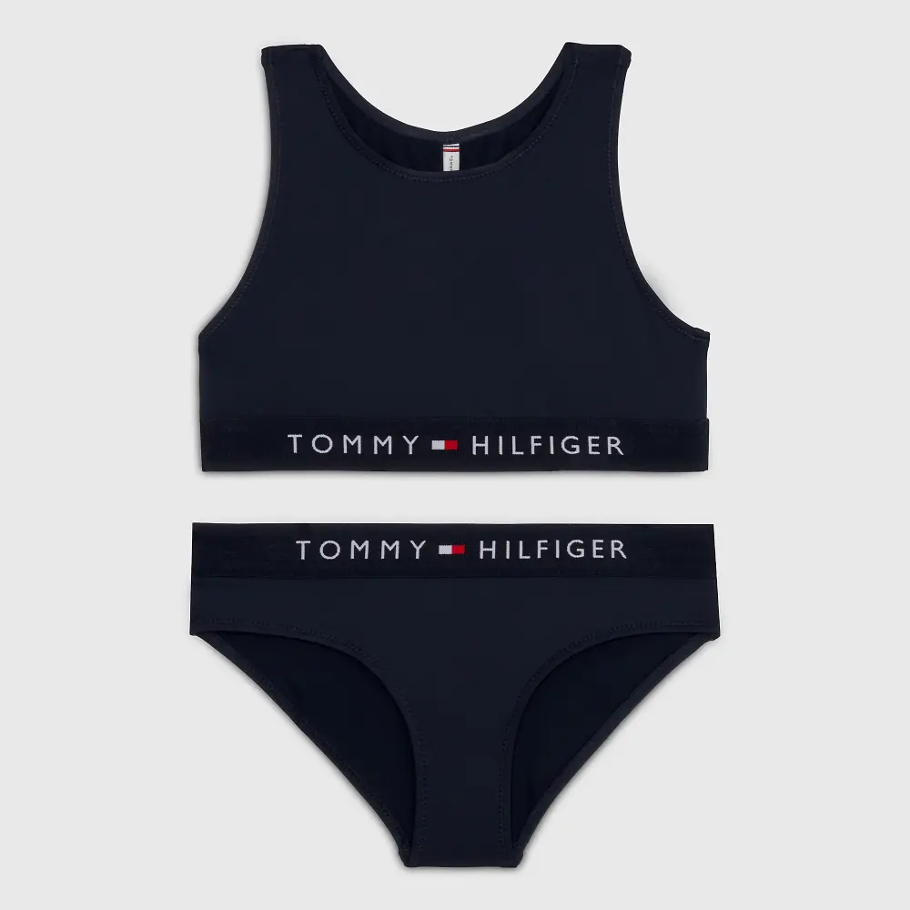 

Купальник раздельный детский Tommy Hilfiger Kids' Solid Crop Top 2pc, темно-синий
