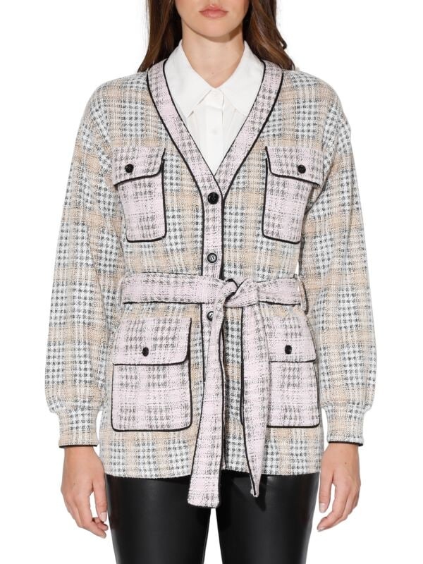 

Текстурированный вязаный кардиган tracy ponte в клетку Walter Baker Plaid