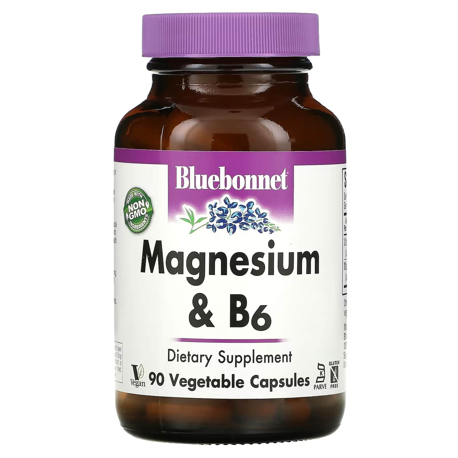 Магний и B6 Bluebonnet Nutrition, 90 капсул бады седативные mychoice nutrition добавка magnesium b6 магний b6
