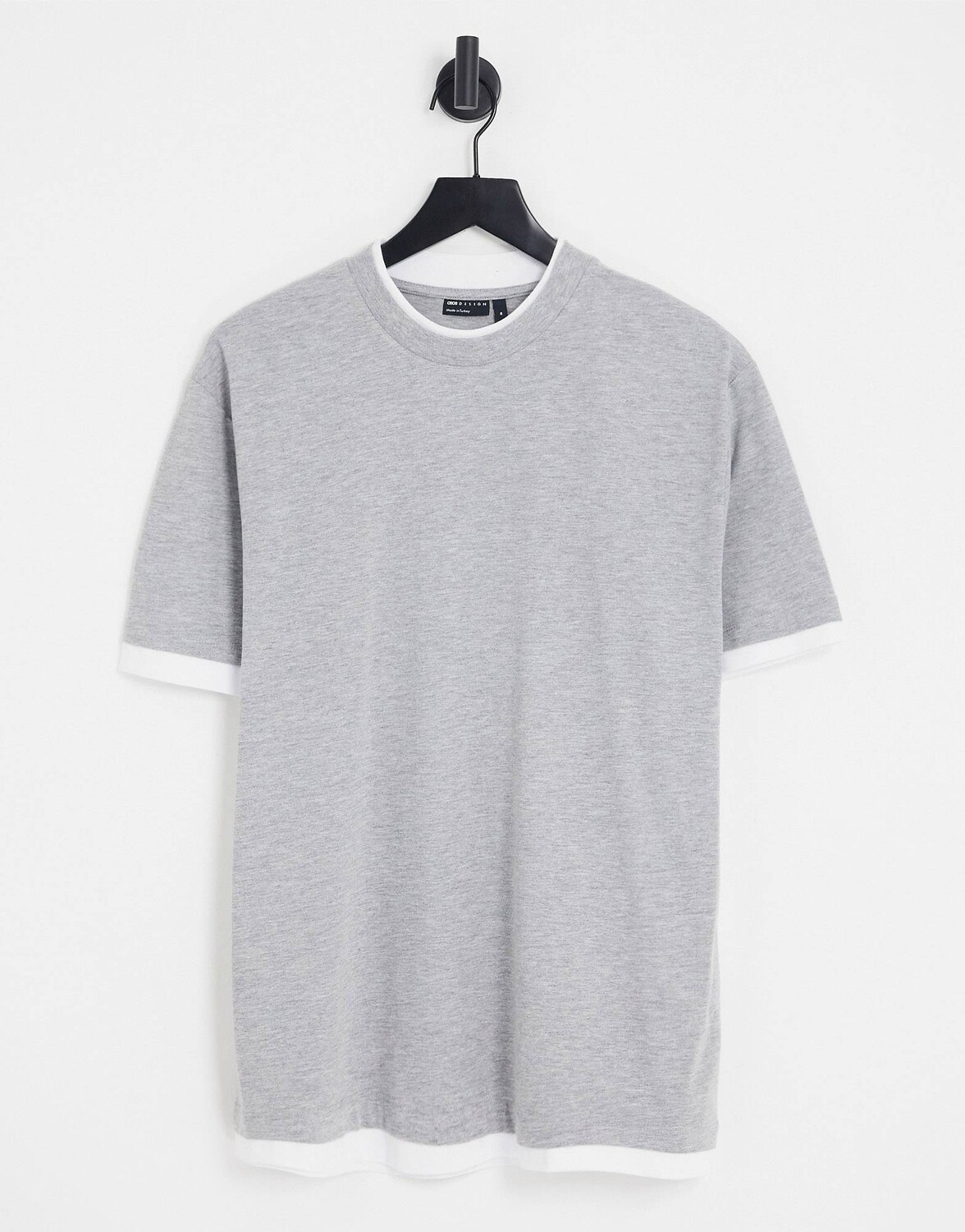 

Серая меланжевая двухслойная футболка ASOS DESIGN