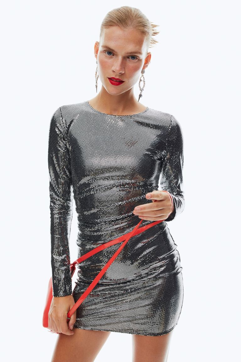 

Облегающее платье с пайетками H&M, серебристый