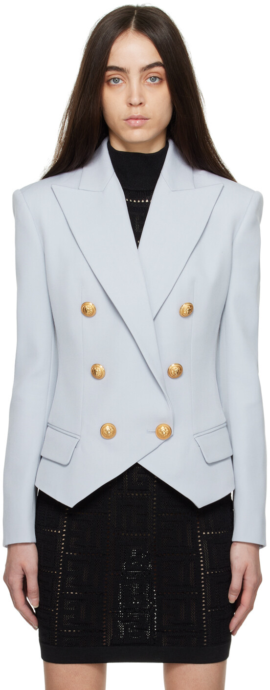 

Синий двубортный пиджак Balmain