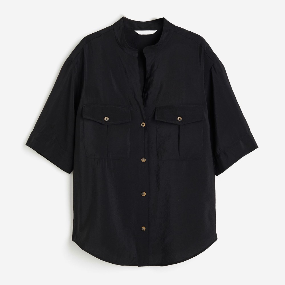 цена Рубашка H&M Utility With A Modal Blend, черный