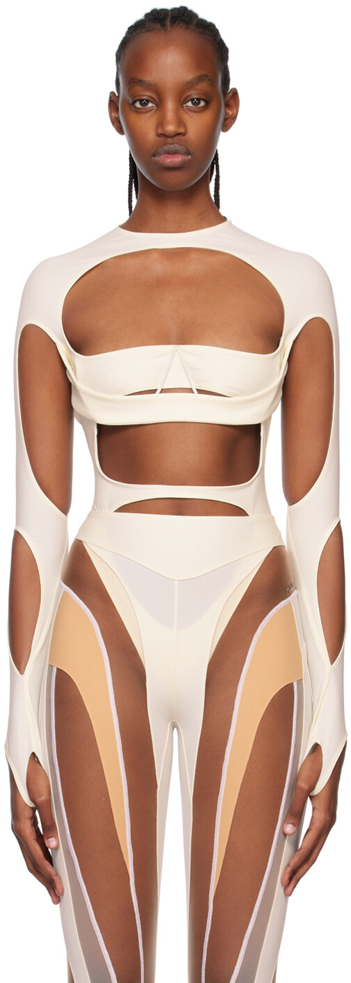 

Белое боди с вырезом Mugler