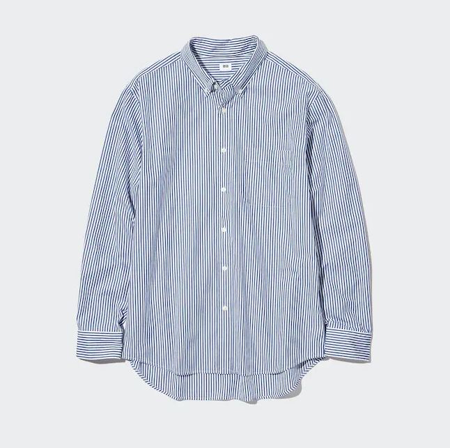 Рубашка стандартного кроя из сверхтонкой хлопчатобумажной ткани Uniqlo Extra Fine Cotton Broadcloth Regular Fit, синий рубашка uniqlo extra fine cotton striped голубой