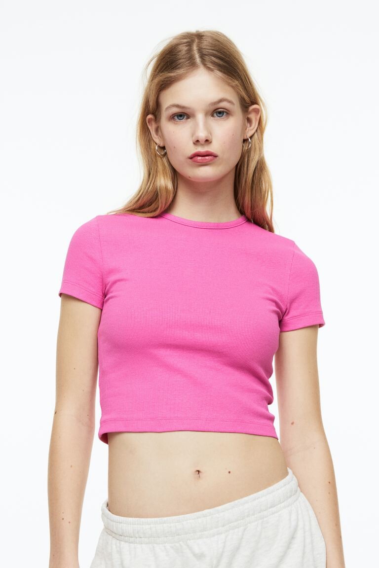 

Укороченный топ в рубчик H&M, вишня