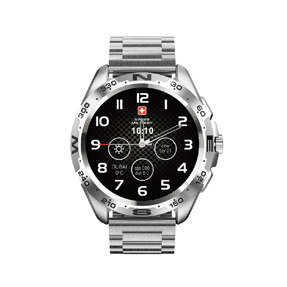 

Умные часы Swiss Military Dom, (SM-WCH-DOM1-M-SIL), 1.32", Bluetooth, серебристый