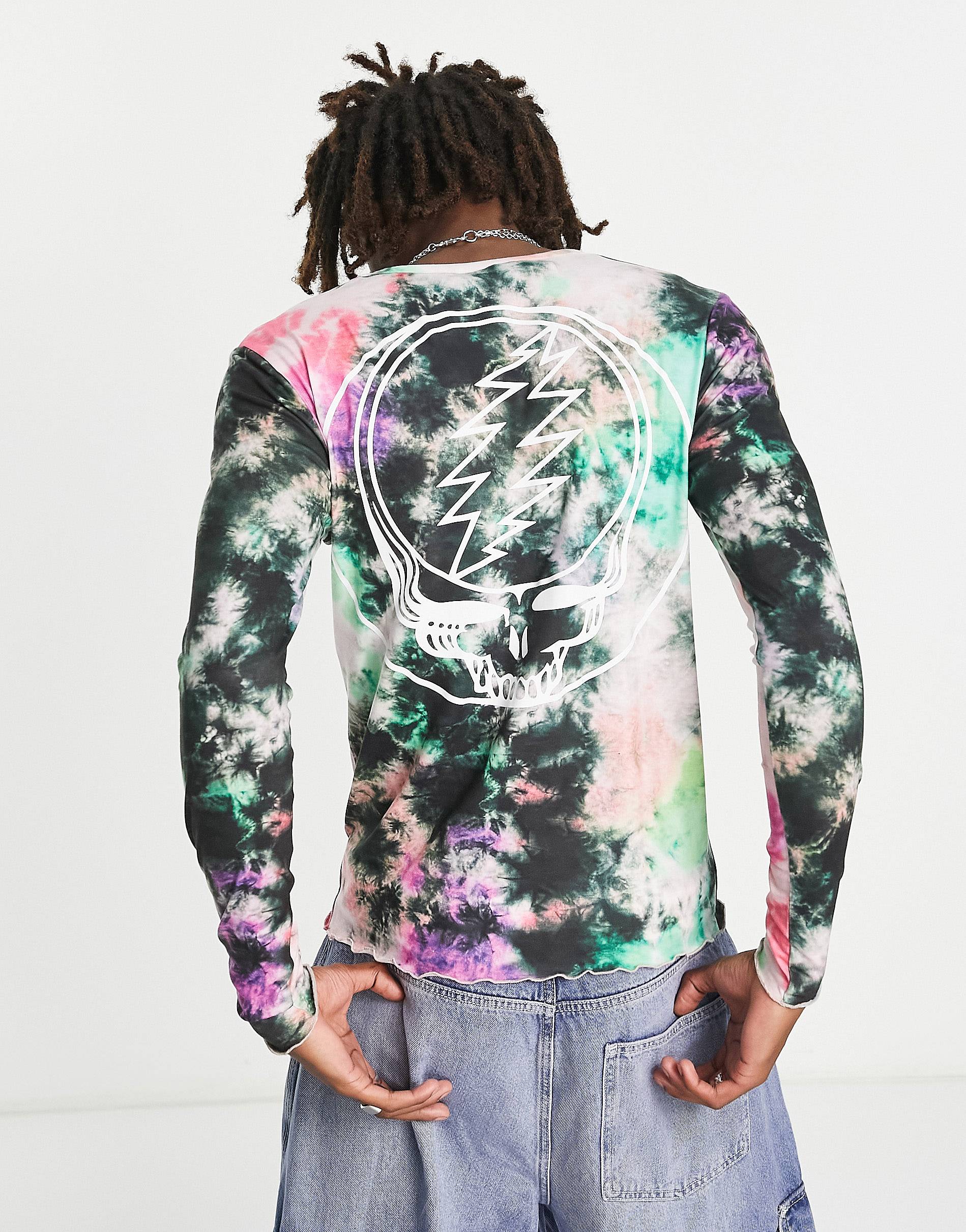 

Разноцветная футболка с длинными рукавами и принтом Grateful Dead ASOS DESIGN, Серый