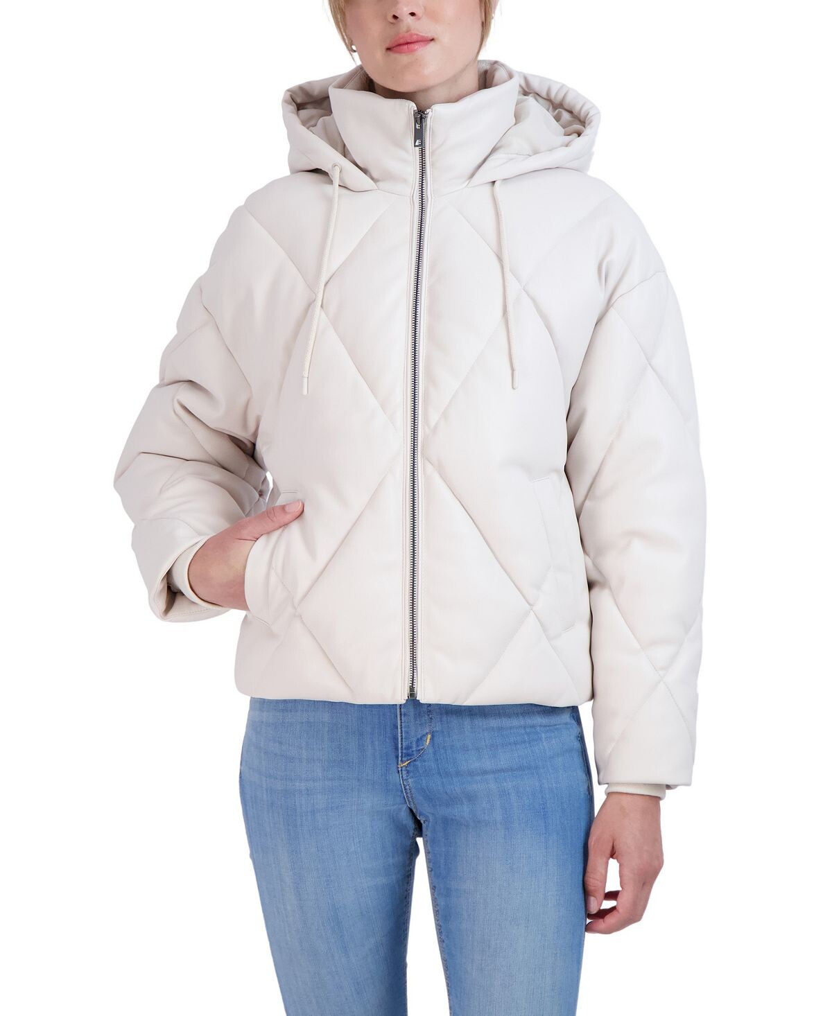 

Женское пуховое пальто из искусственной кожи Sebby Collection, мульти, Серый