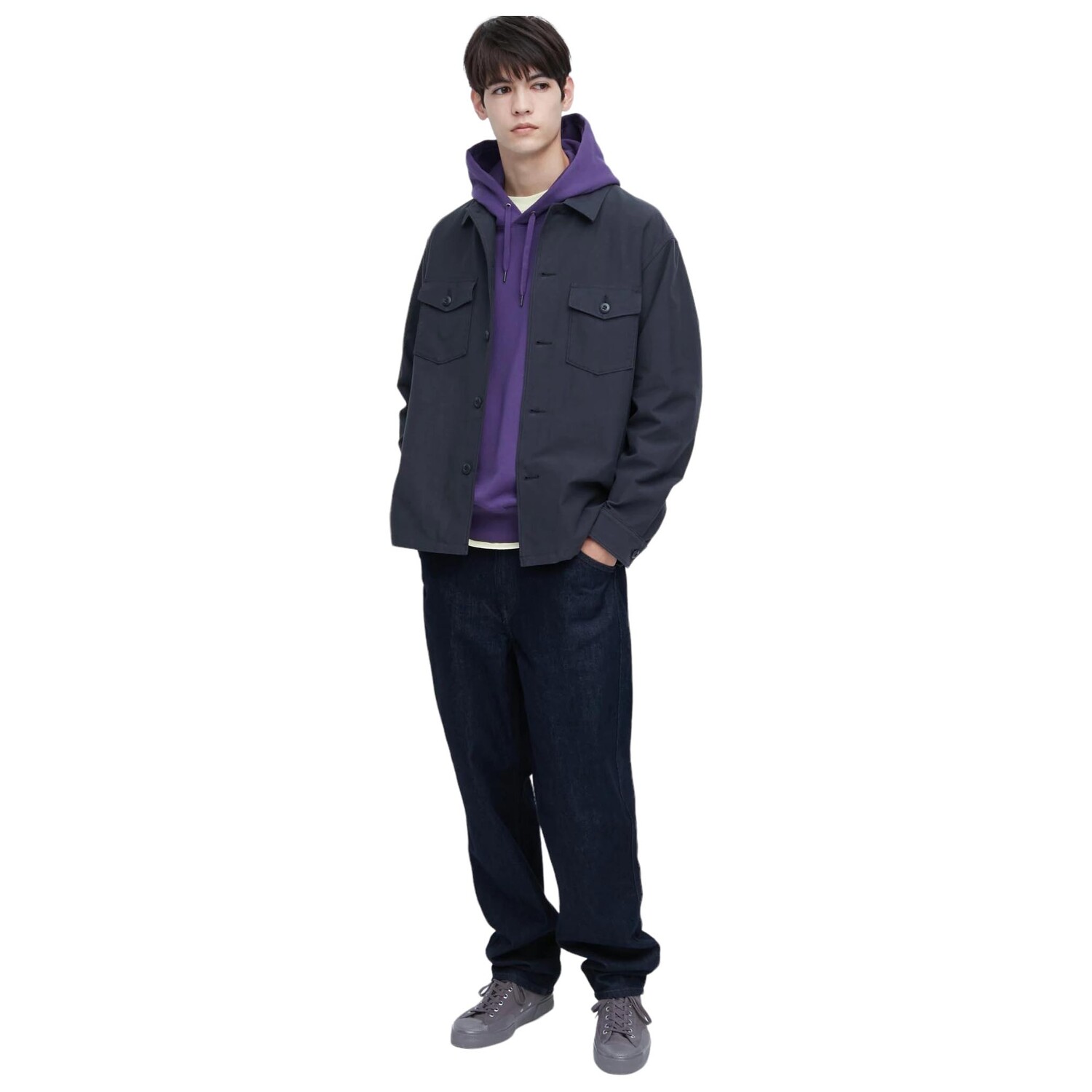 

Куртка-рубашка Uniqlo Jersey Overshirt, темно-синий