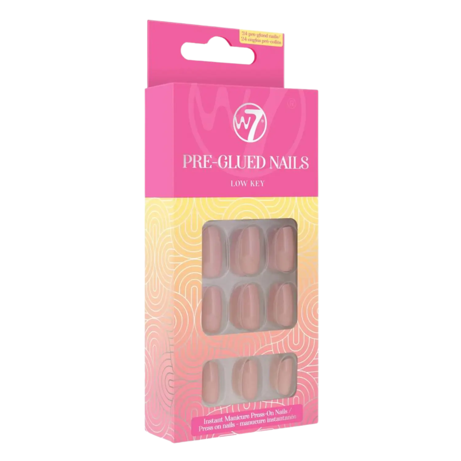 

W7 Pre-Glued Nails самоклеящиеся гвозди low key, 24 шт/1 упаковка