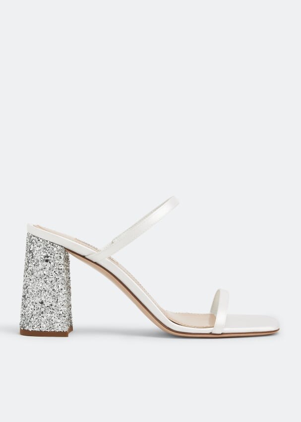 

Сандалии MIU MIU Satin glitter sandals, белый