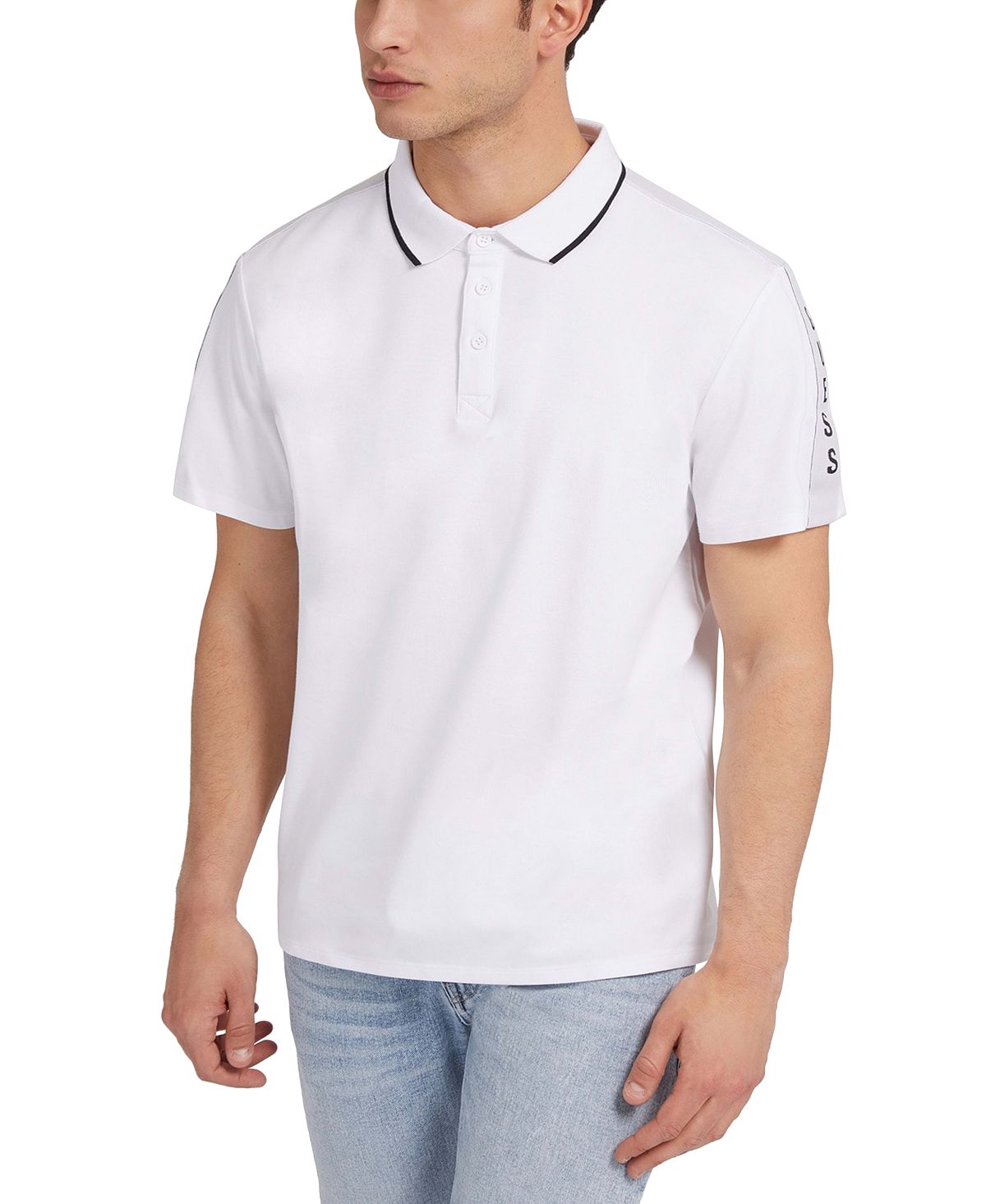 Мужская рубашка поло с ленточным воротником и логотипом GUESS, мульти