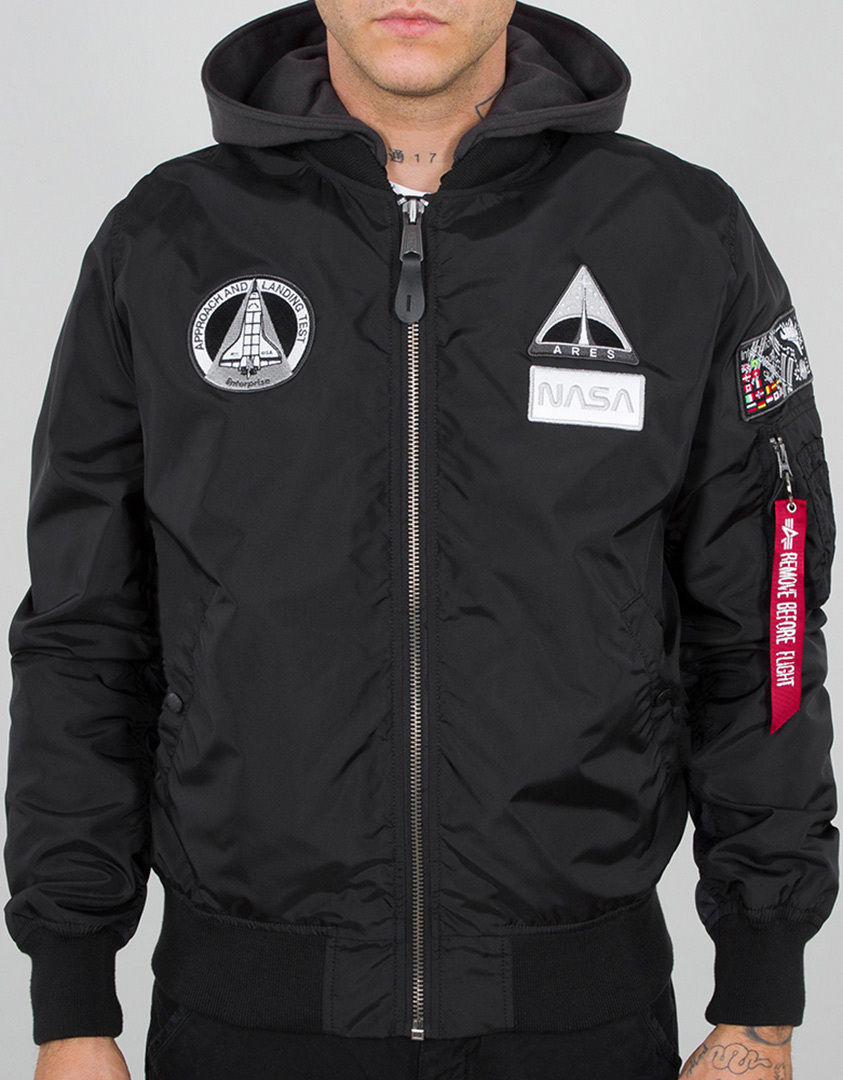 Куртка Alpha Industries MA-1 TT Hood NASA, черная