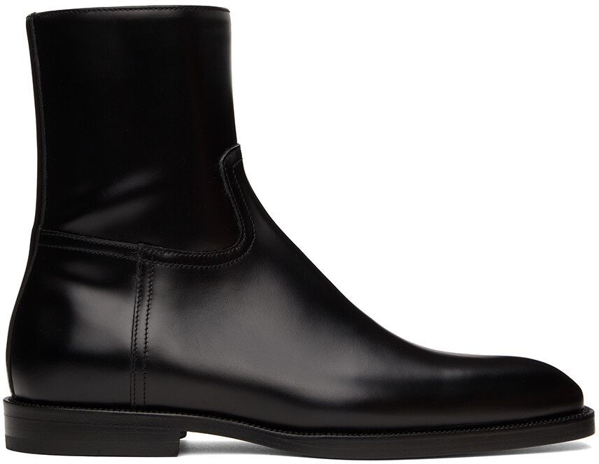 

Черные кожаные ботинки на молнии Dries Van Noten
