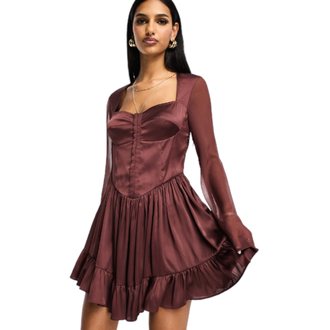 цена Платье Asos Design Hotfix High Neck Embellished, бордовый