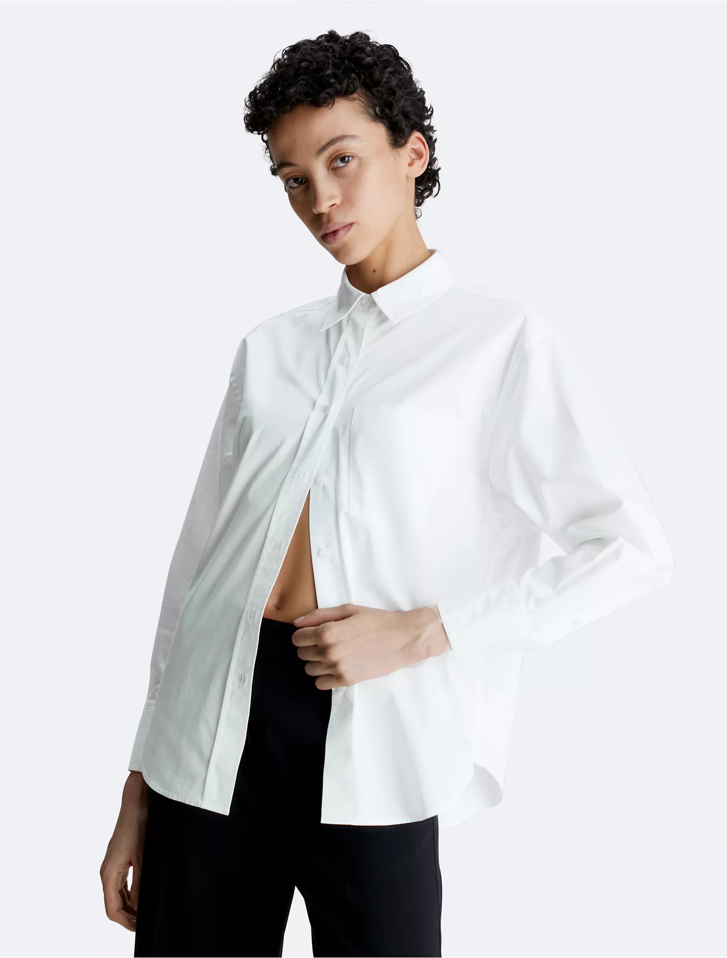 Рубашка Calvin Klein Relaxed Cotton Button-Down, белый рубашка calvin klein satin notch collar classic button down черный