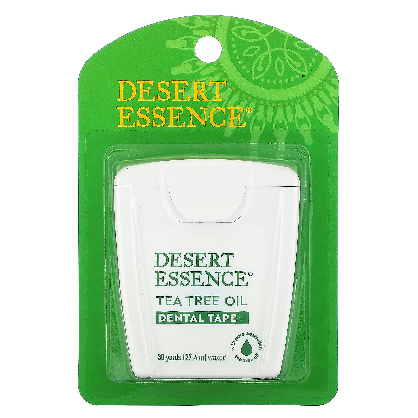 Desert Essence, Зубная лента с маслом чайного дерева, покрытая воском, 30 ярдов (27,4 м) - фото