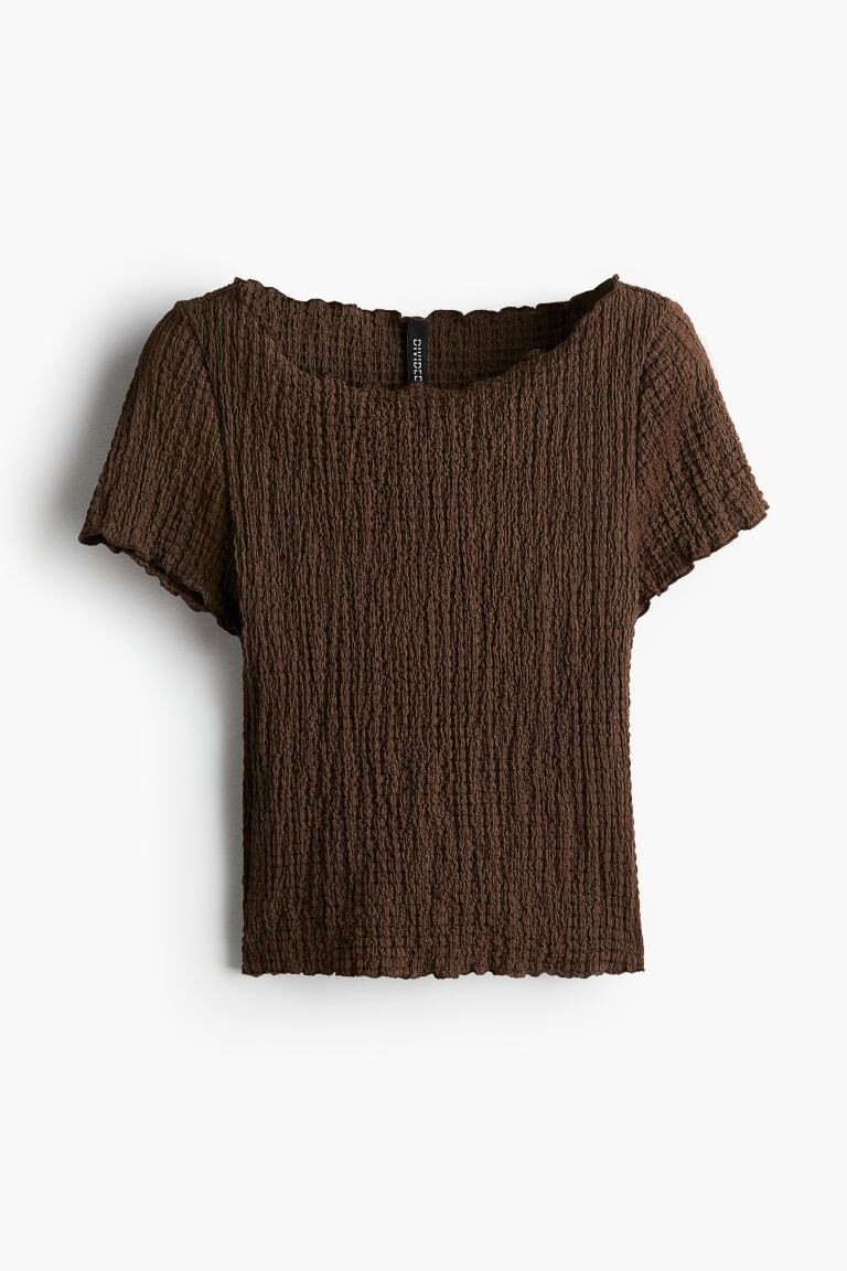 

Футболка из структурированной ткани с оверлоком H&M, коричневый