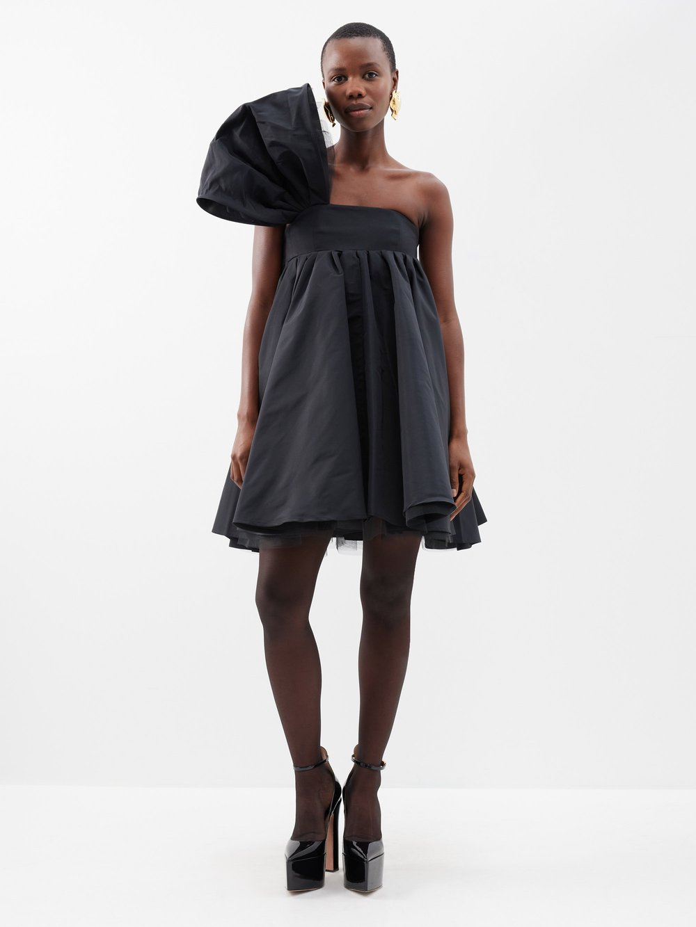 цена Платье мини из тафты с объемным бантом Nina Ricci, черный