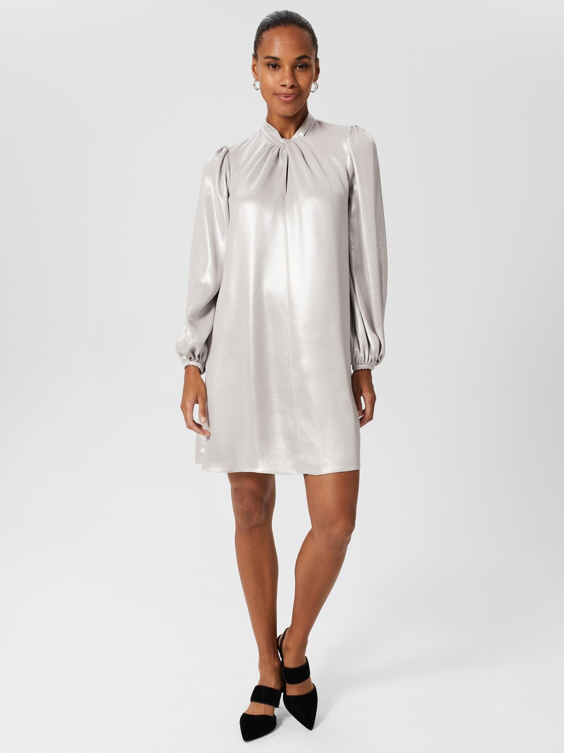

Мерцающее платье Hobbs Alexandria, серебро