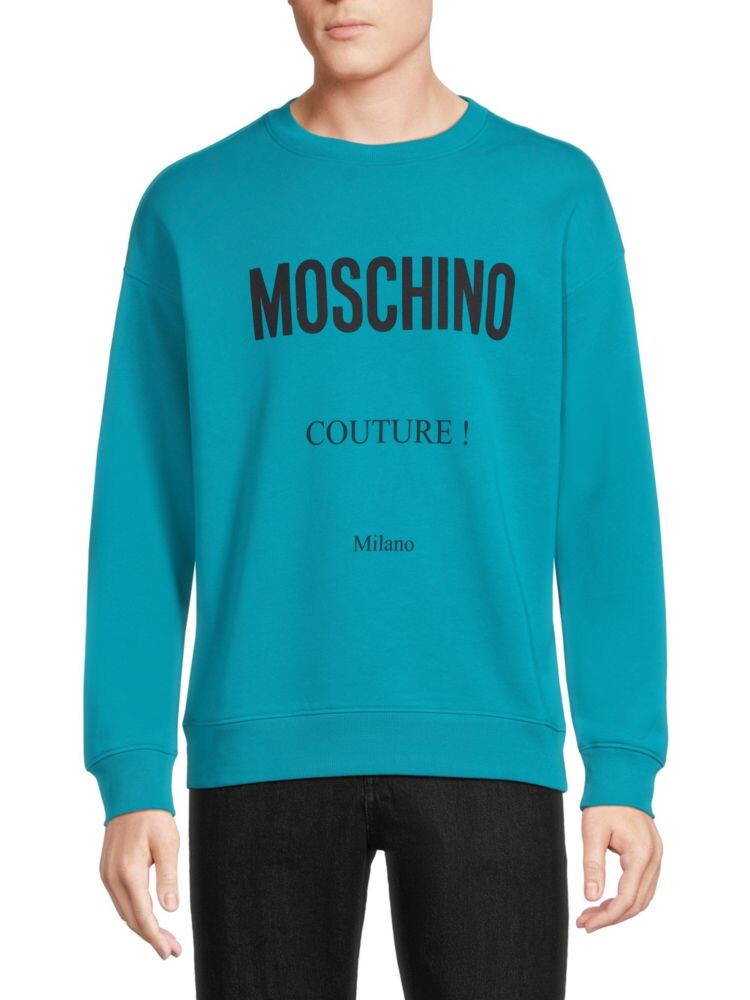 Толстовка с заниженными плечами и логотипом Moschino, цвет Aqua Blue