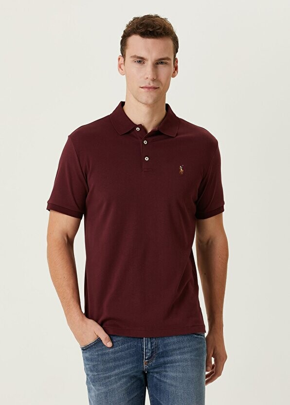 

Бордово-красная футболка с воротником-поло Polo Ralph Lauren, Красный