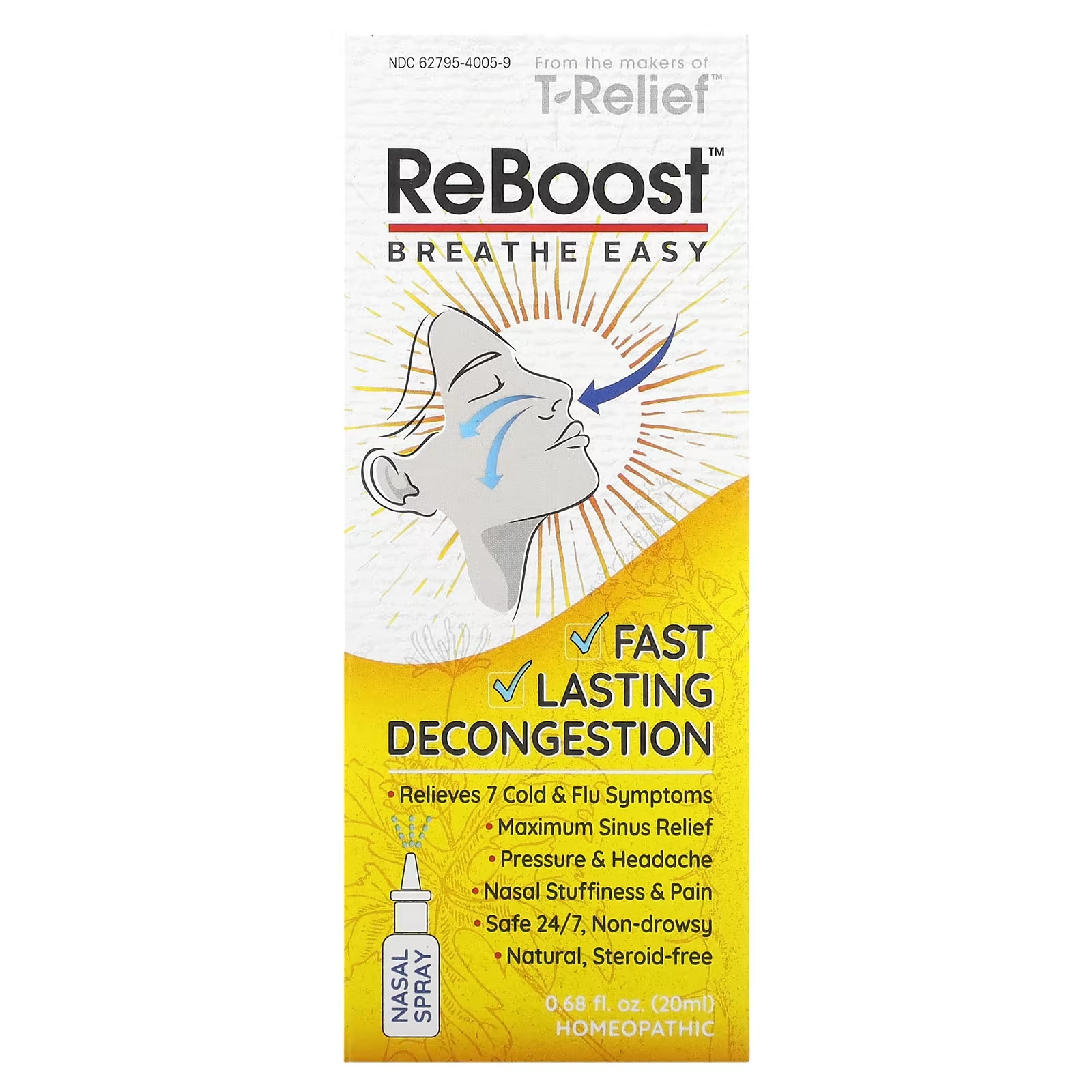 MediNatura T-Relief ReBoost эхинацея + 6 ингредиентов спрей против заложенности носа, 20 мл
