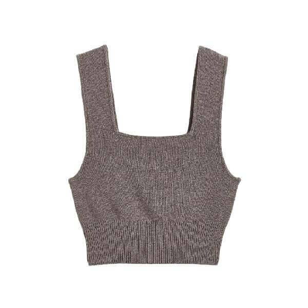 

Топ домашний H&M Fine-knit Crop, темно-серый