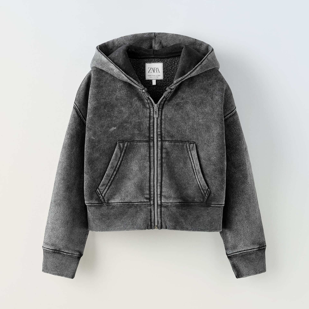 Куртка для девочек Zara Plush, темно-серый комплект zara kids plush 2 предмета темно серый