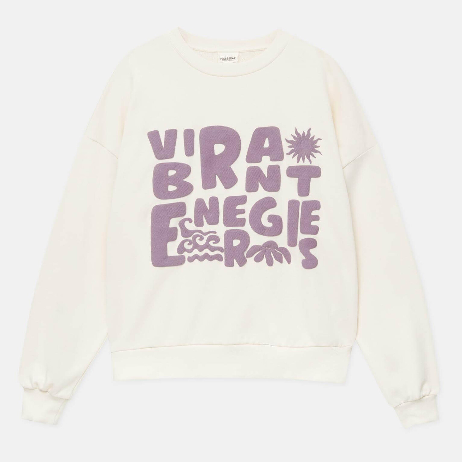 

Свитшот Pull&Bear Vibrant Energy, кремовый/фиолетовый