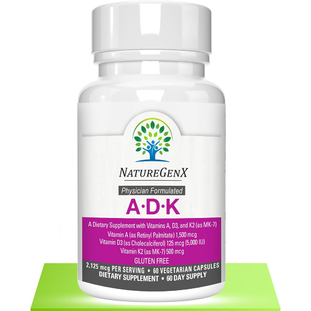 Витамин D3 NatureGenX 5000 МЕ + K2 MK-7, 60 капсул davinci labs adk 10 добавка с витамином а витамином d3 10 000 ме и витамином к2 90 капсул