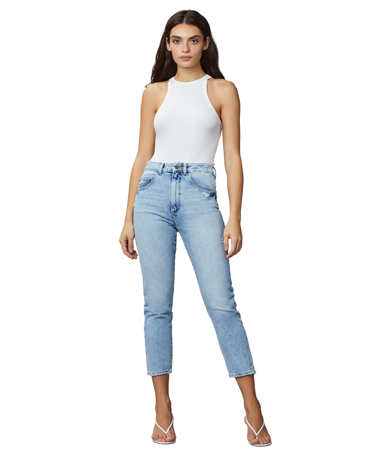 

Джинсы DL1961, Susie Tapered in Jet Stream Distressed