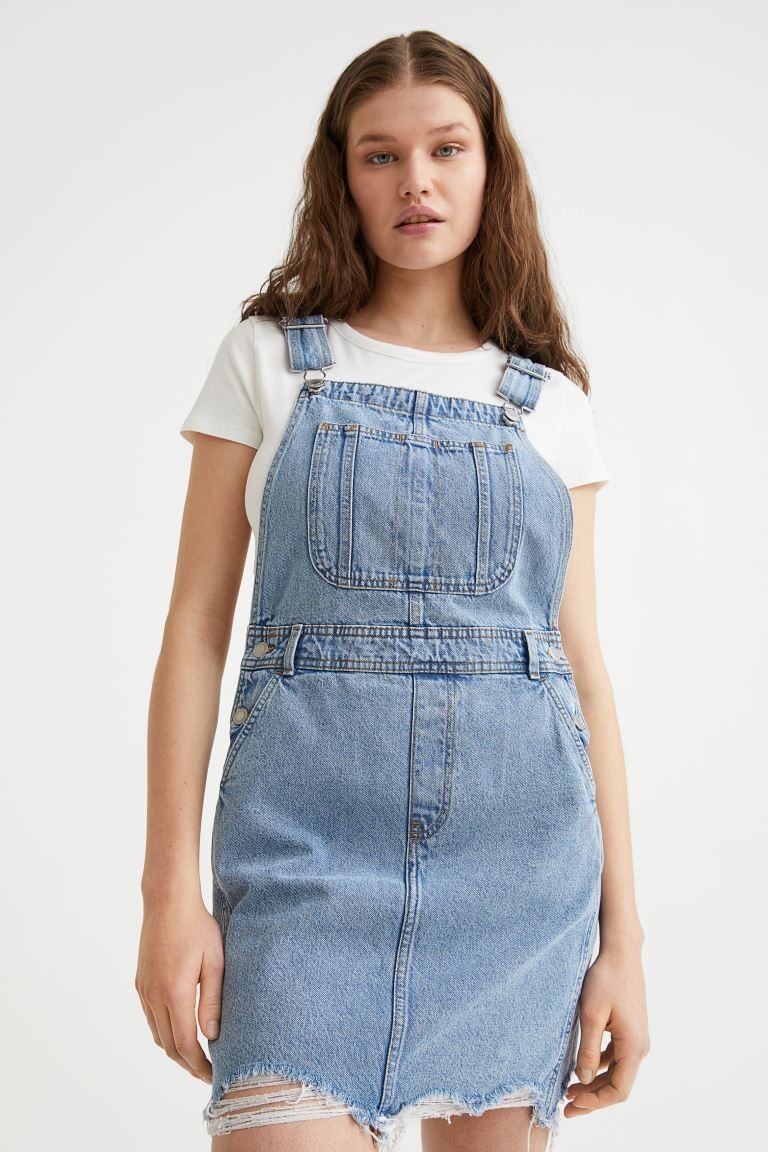 

Джинсовая юбка с подтяжками H&M, синий деним